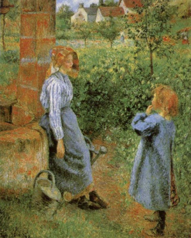 Camille Pissarro Woman and Child at a Well Spain oil painting art